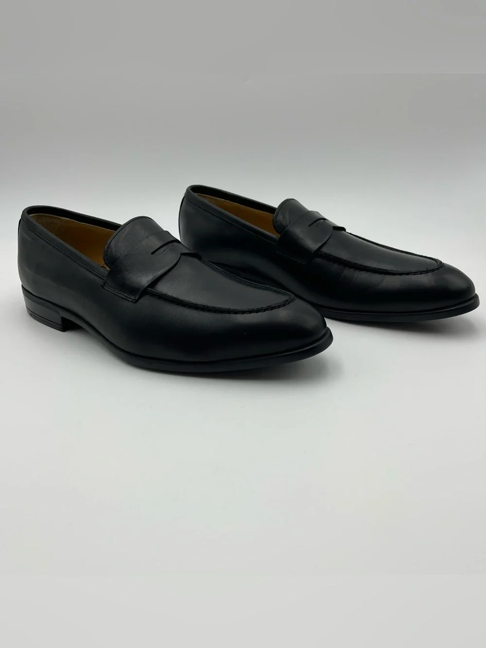 Bruno Magli Men SZ 11 Black Leather Ricci Penny Loafer Shoes -MSRP $395